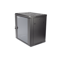 Gabinete para Montaje en Pared - Piso / Puerta de Cristal Templado / Cuerpo Fijo / 12 Unidades de Rack / 19" / Fabricado en Acero