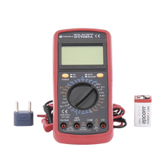 KIT Multímetro Digital DT9205A 600 Vcc /  Vca  CATII,  con Pantalla LCD. Incluye Batería ER-9V de 9V