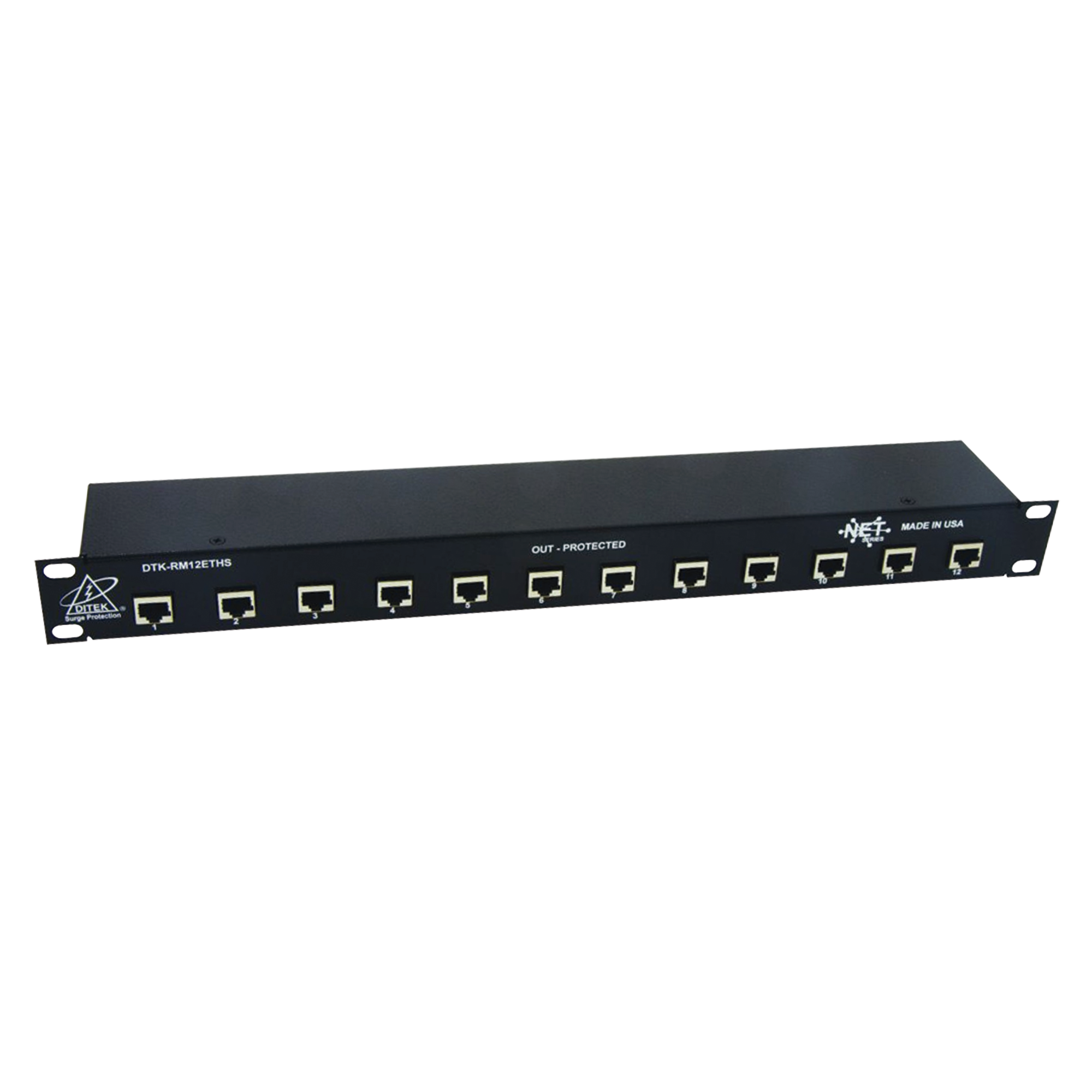 Protector de puertos IP de 12 Canales para uso en CAT5e, CAT6 y CAT6A.