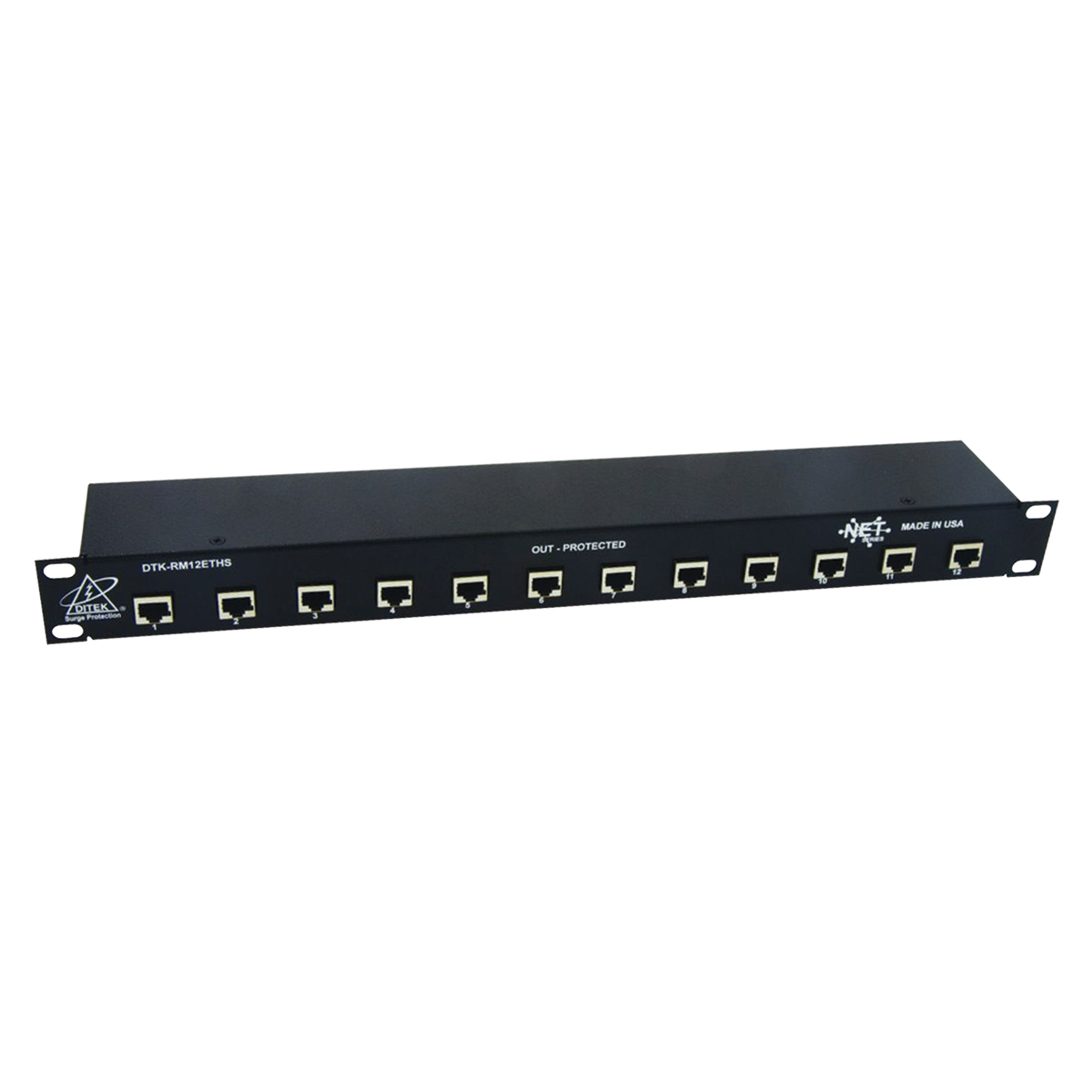 Protector de puertos IP de 12 Canales para uso en CAT5e, CAT6 y CAT6A.