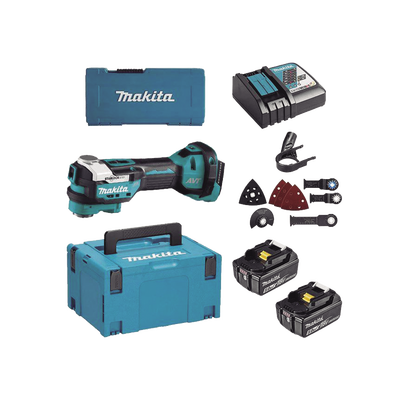 Multiherramienta Oscilante Inalámbrica de 18V, incluye 2 Baterías  BL1850B de 5.0 A, Cargador DC18RC, Accesorios y Estuche Makpac