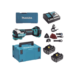Multiherramienta Oscilante Inalámbrica de 18V, incluye 2 Baterías  BL1850B de 5.0 A, Cargador DC18RC, Accesorios y Estuche Makpac