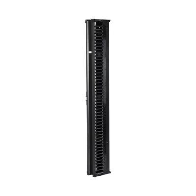 Organizador Vertical CableTek, Doble (Frontal y Posterior), Para Rack Abierto de 45 Unidades, 6 in de Ancho, Color Negro