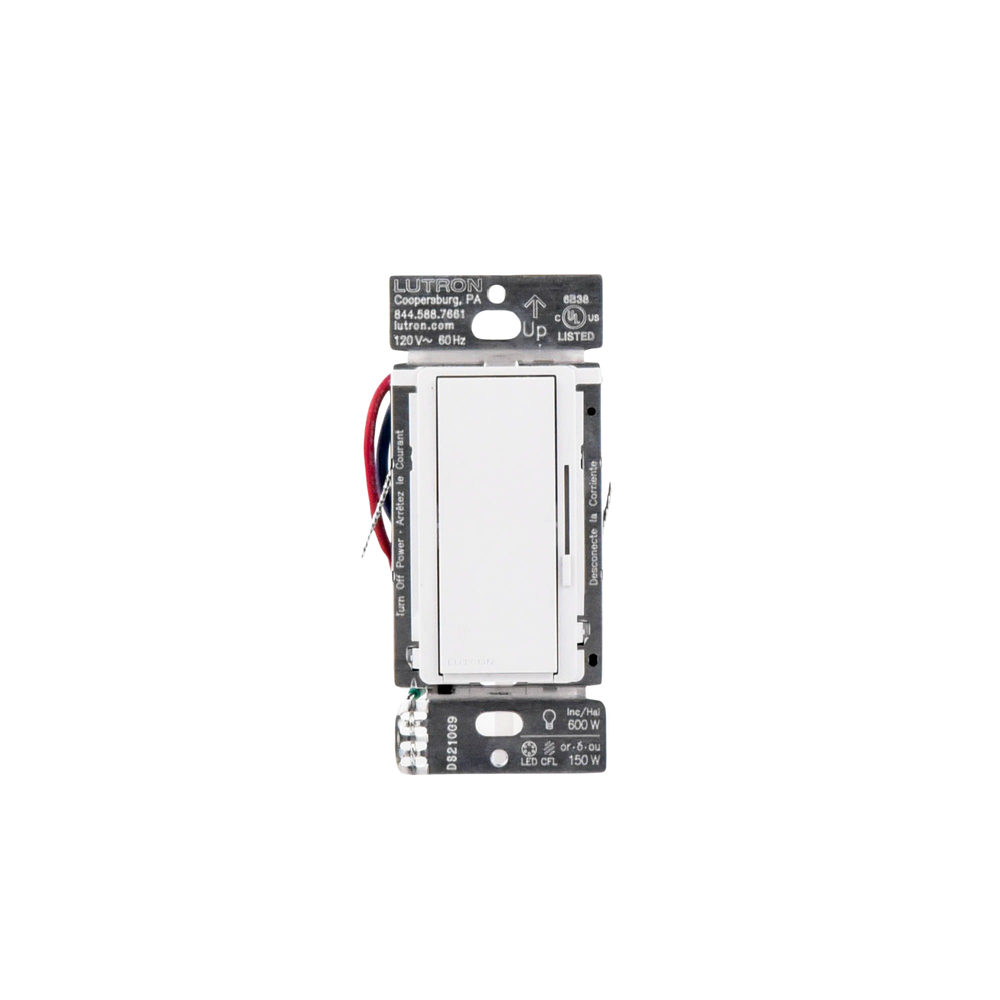 (Caseta Wireless) DIVA Atenuador de pared. Aumenta/Disminuye Intensidad de Iluminación.  No requiere cable neutro. 150W LED / 600W INC/HAL