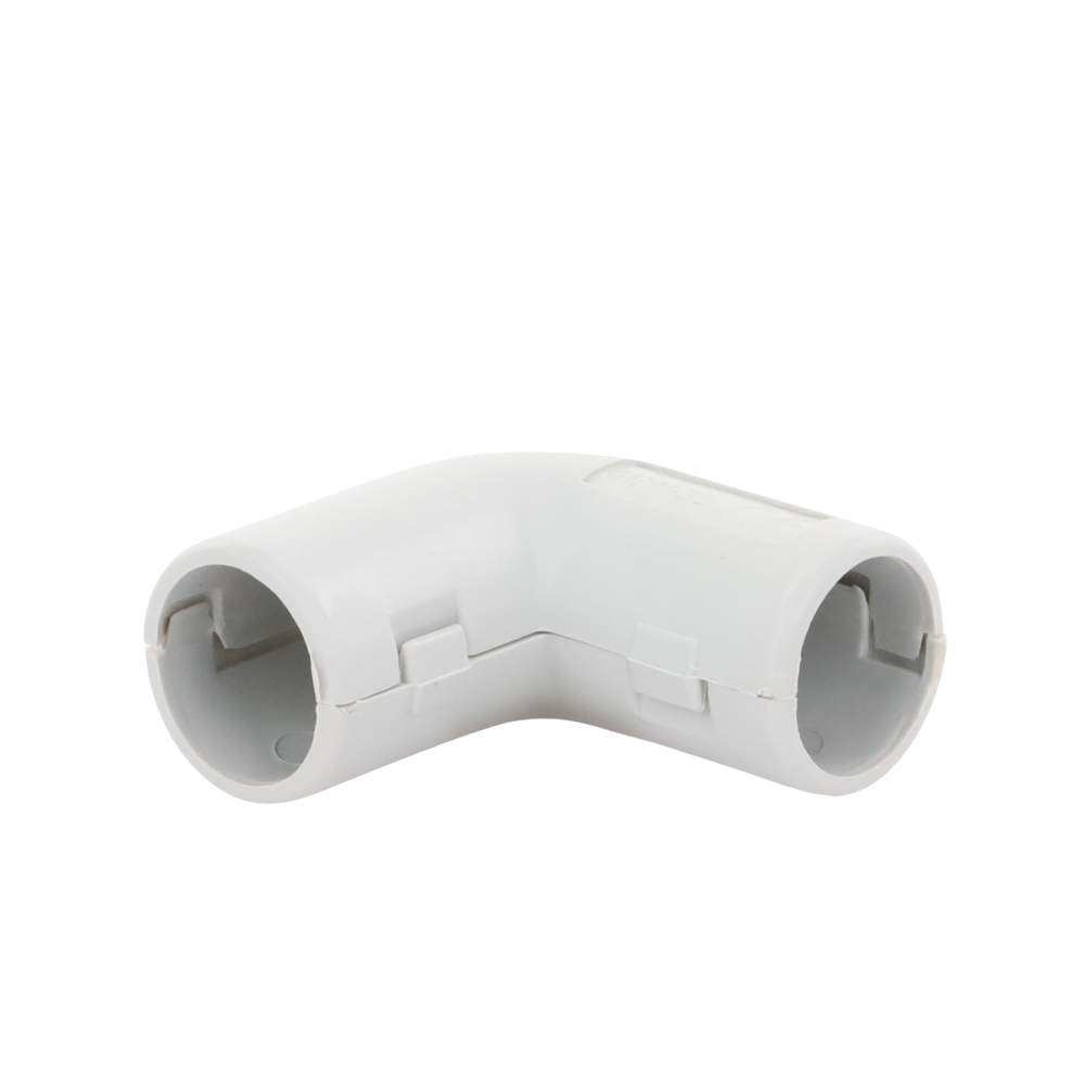 Unión en "L" (Codo) para tubería rígida, recomendado para cable eléctrico, PVC Auto-extinguible, de 16 mm