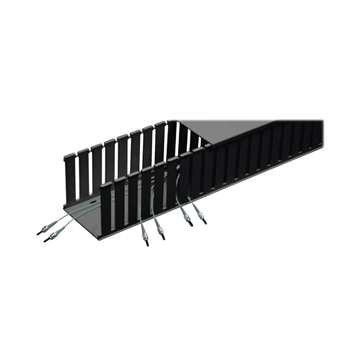 Canaleta Ranurada de PVC sin Tapa, Fiber-Duct™, 4 in de Ancho, 4 in de Alto y 1828.8 mm de Largo, Color Negro