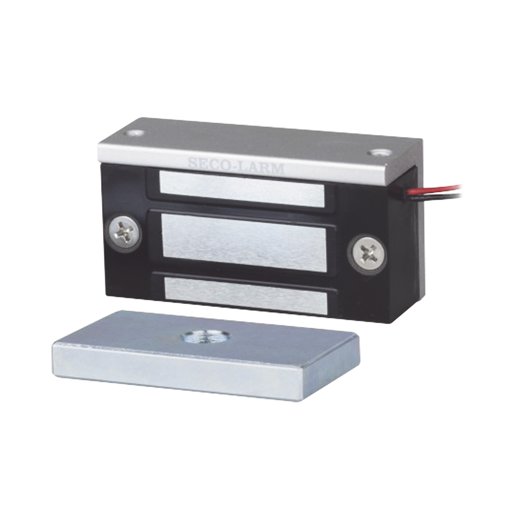 Chapa Magnética  de 36 kg (80 Lbs) / Uso en Lockers o Gabinetes / 12~24 VDC / Tamaño Miniatura 70x31x19 mm / Protección MOV / Sin Magnetismo Residual / Montaje Completo
