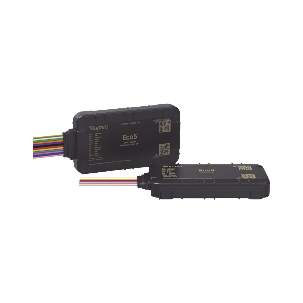 Rastreador Vehicular y Monitoreo de Flota / Bluetooth BLE 5.0 y GNSS / LTE CAT1 y LTE-M con Respaldo 2G / GNSS U-blox / MiKado IP54 / -20 °C a +40 °C / Acelerómetro de 3 Ejes / Suministro 9-32 V / Batería Interna