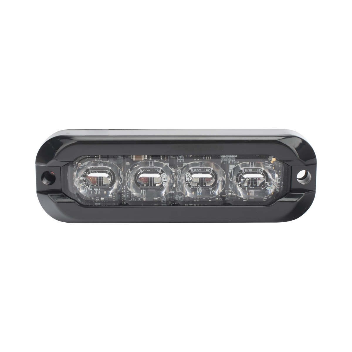 Luz Auxiliar Flexible 8 LED, Rojo / Azul, Bisel Negro, Lente Transparente