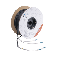 Carrete de Fibra Óptica Monomodo con Conectores LC-LC Duplex, Reforzada con Kevlar, de 100 metros, Para instalaciones subterráneas por tubería