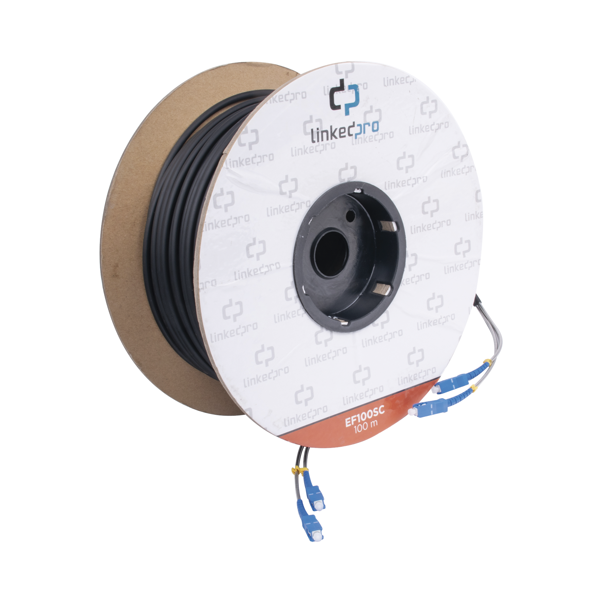 Carrete de Fibra Óptica Monomodo con Conectores SC-SC Duplex, Reforzada con Kevlar, de 100 Metros (328.08 Pies)