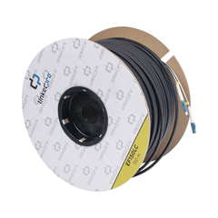 Carrete de Fibra Óptica Monomodo con conectores LC-LC Duplex, Reforzada con Kevlar, de 150 metros, Para instalaciones subterráneas por tubería