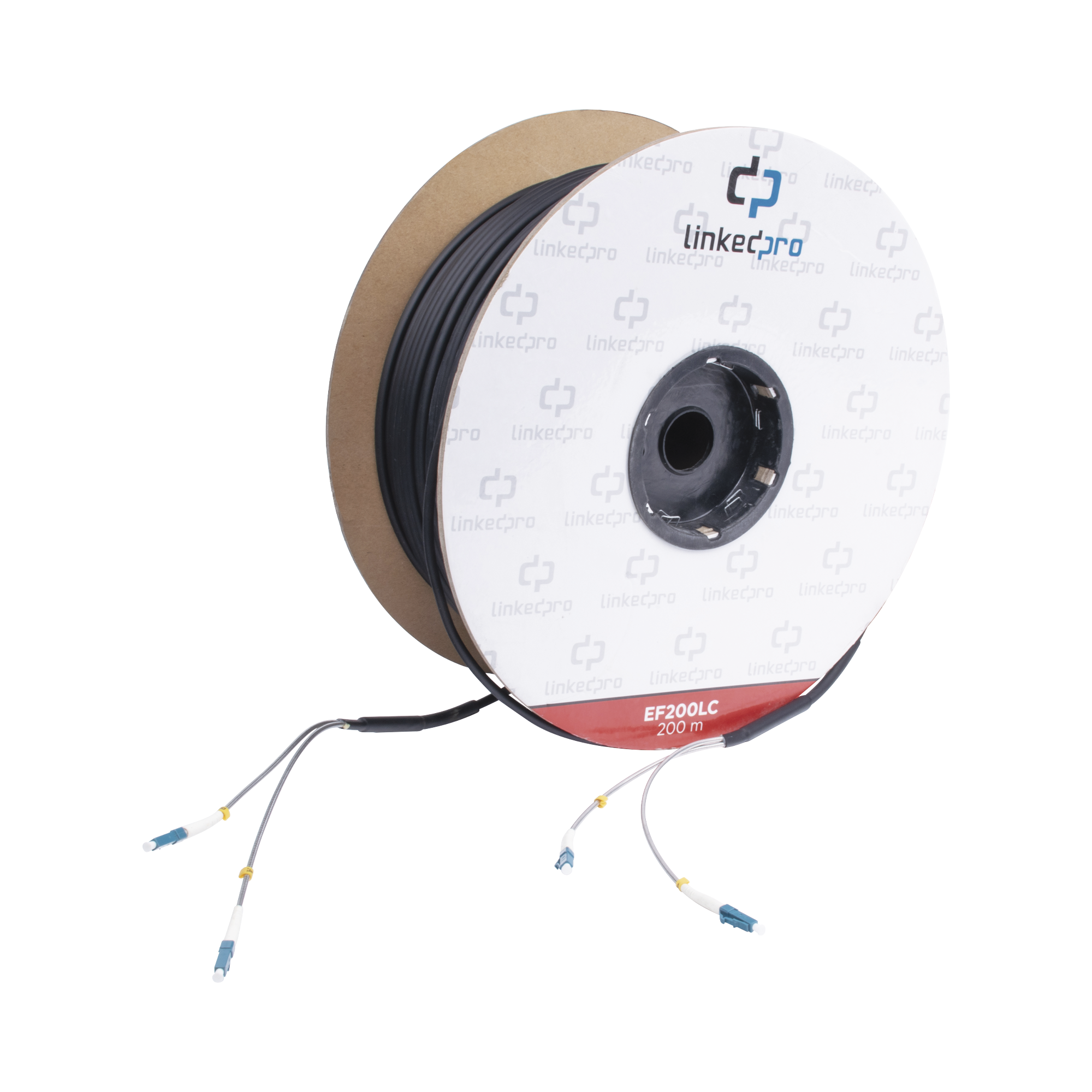 Carrete de Fibra Óptica Monomodo con Conectores LC-LC Duplex, Reforzada con Kevlar, de 200 Metros (656.17 Pies), Para Instalaciones Subterráneas por Tubería