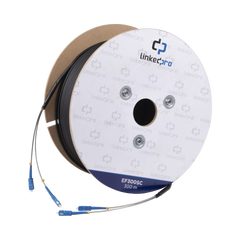 Carrete de Fibra Óptica Monomodo con Conectores SC-SC Duplex, Reforzada con Kevlar, de 300 Metros (984.25 Pies), Para Instalaciones Subterráneas por Tubería