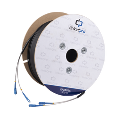 Carrete de Fibra Óptica Monomodo con Conectores SC-SC Duplex, Reforzada con Kevlar, de 300 metros, Para instalaciones subterráneas por tubería