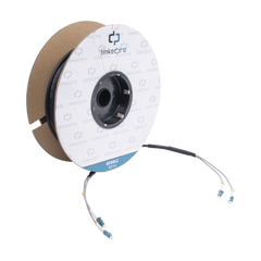 Carrete de Fibra Óptica Monomodo con Conectores LC-LC Duplex, Reforzada con Kevlar, de 50 metros, Para instalaciones subterráneas por tubería