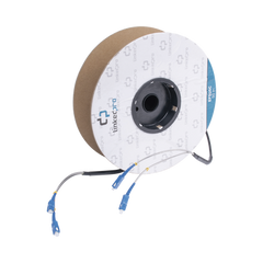 Carrete de Fibra Óptica Monomodo con Conectores SC-SC Duplex, Reforzada con Kevlar, de 50 metros, Para instalaciones subterráneas por tubería