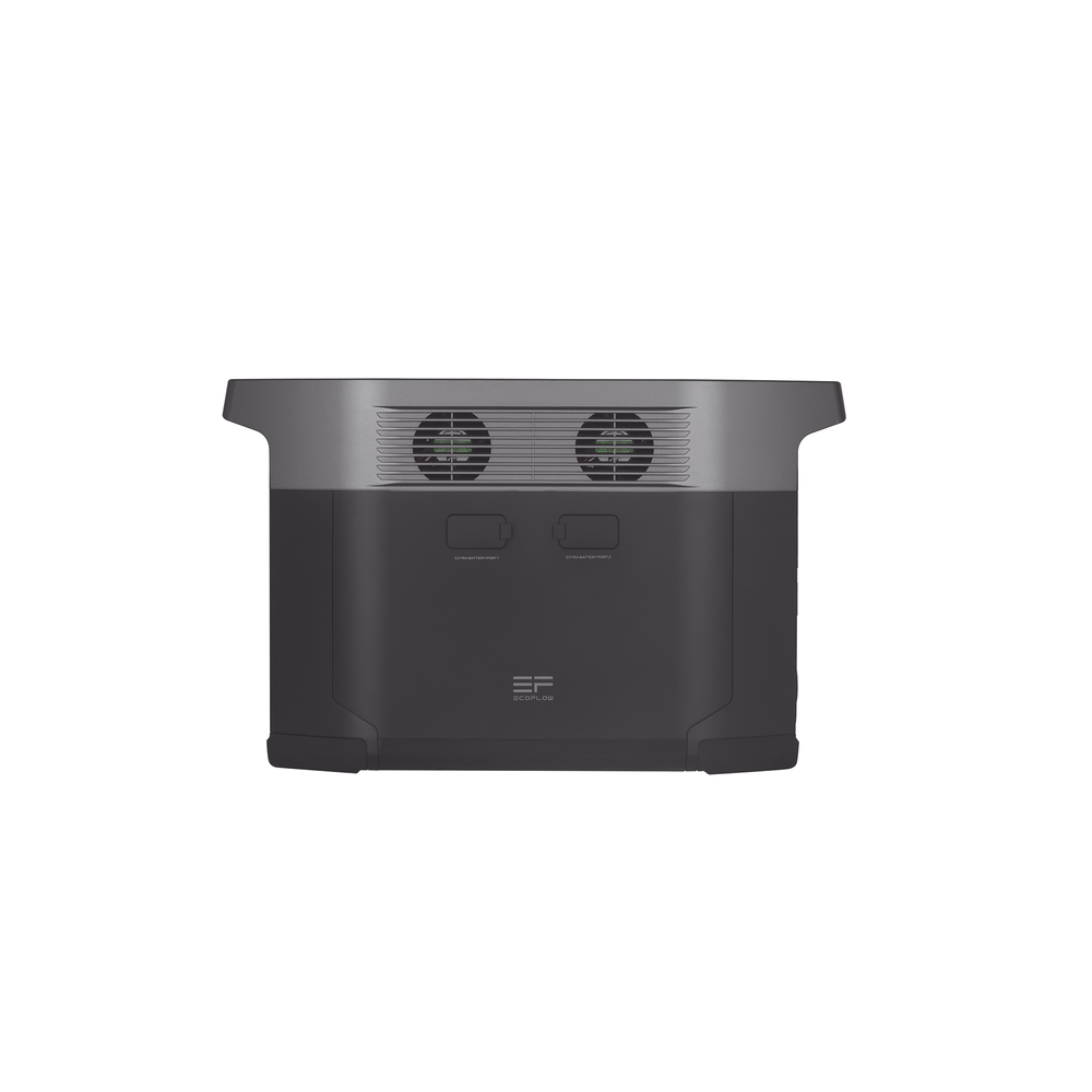 EcoFlow DELTA 2 MAX | Estación de Energía Portátil 2048Wh Litio LFP / 6 AC 2400 W (Max. 3400W) / 2 USB-C 100W / Capacidad para Aumentar Respaldo / Soporta Cargador de Coche 10A a 12.6V / Conectividad WiFi y Bluetooth (App) / Carga Sol