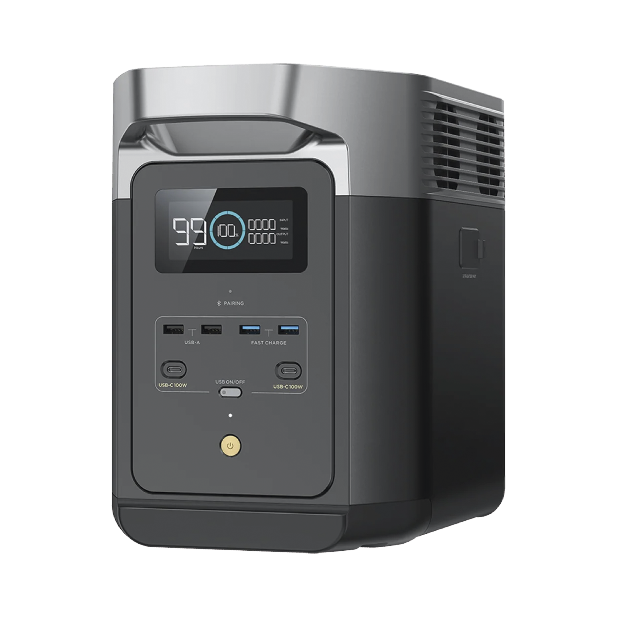 EcoFlow DELTA 2 MAX | Estación de Energía Portátil 2048Wh Litio LFP / 6 AC 2400 W (Max. 3400W) / 2 USB-C 100W / Capacidad para Aumentar Respaldo / Soporta Cargador de Coche 10A a 12.6V / Conectividad WiFi y Bluetooth (App) / Carga Sol