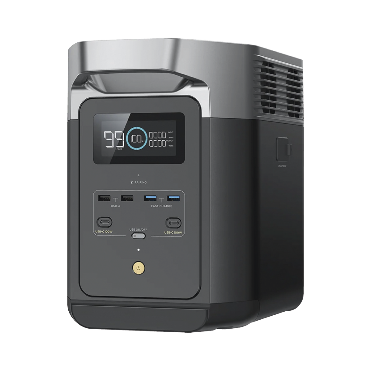 EcoFlow DELTA 2 MAX | Estación de Energía Portátil 2048Wh Litio LFP / 6 AC 2400 W (Max. 3400W) / 2 USB-C 100W / Capacidad para Aumentar Respaldo / Soporta Cargador de Coche 10A a 12.6V / Conectividad WiFi y Bluetooth (App) / Carga Sol