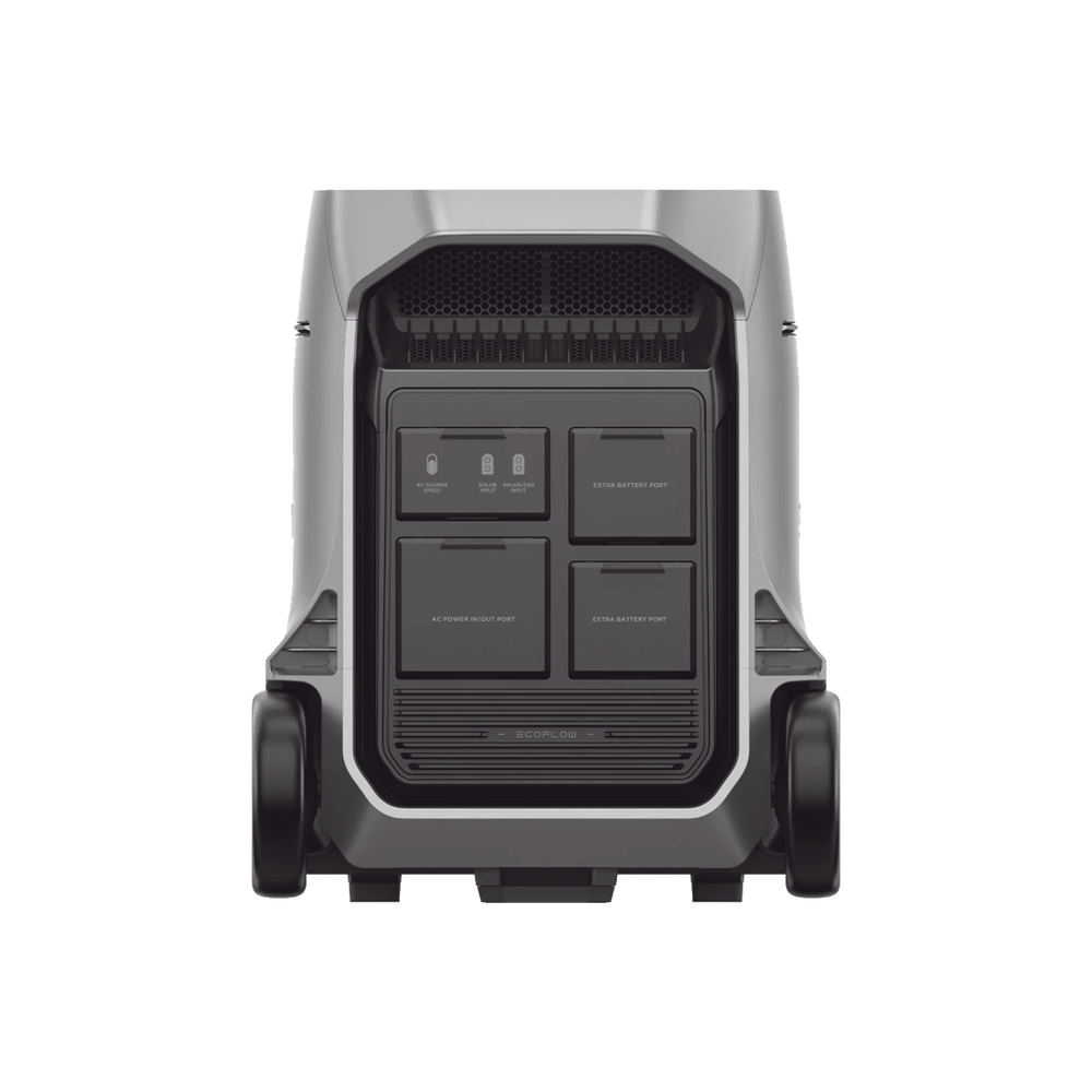 Estación de Energía Portátil DELTA PRO3 / 4096Wh Litio LFP / 5 AC 4000W (8000W Pico) / 2 USB-C 100W / Capacidad para Aumentar Respaldo / Cargador de Coche 10A a 12.6V / Conectividad WiFi y Bluetooth (App) / Carga Solar 2600W Max. (2 P