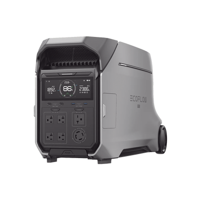 Estación de Energía Portátil DELTA PRO3 / 4096Wh Litio LFP / 5 AC 4000W (8000W Pico) / 2 USB-C 100W / Capacidad para Aumentar Respaldo / Cargador de Coche 10A a 12.6V / Conectividad WiFi y Bluetooth (App) / Carga Solar 2600W Max. (2 P