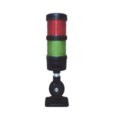 Torre LED Indicadora de estado de 2 niveles color Rojo y Verde, con Buzzer integrado a 85 dB,  a 24 VCD con Montaje incluido de 60 mm de diámetro
