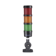 Torre LED Indicadora de estado de 3 niveles color Rojo, Ámbar y Verde, con Buzzer integrado a 85 dB,  a 24 VCD con Montaje incluido de 60 mm de diámetro