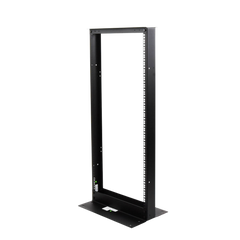 Rack de 2 Postes, Estándar 19", 24 Unidades, Fabricado en Acero, Base "L" para Anclar a Piso.