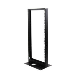 Rack de 2 Postes, Estándar 19", 24 Unidades, Fabricado en Acero, Base "L" para Anclar a Piso.