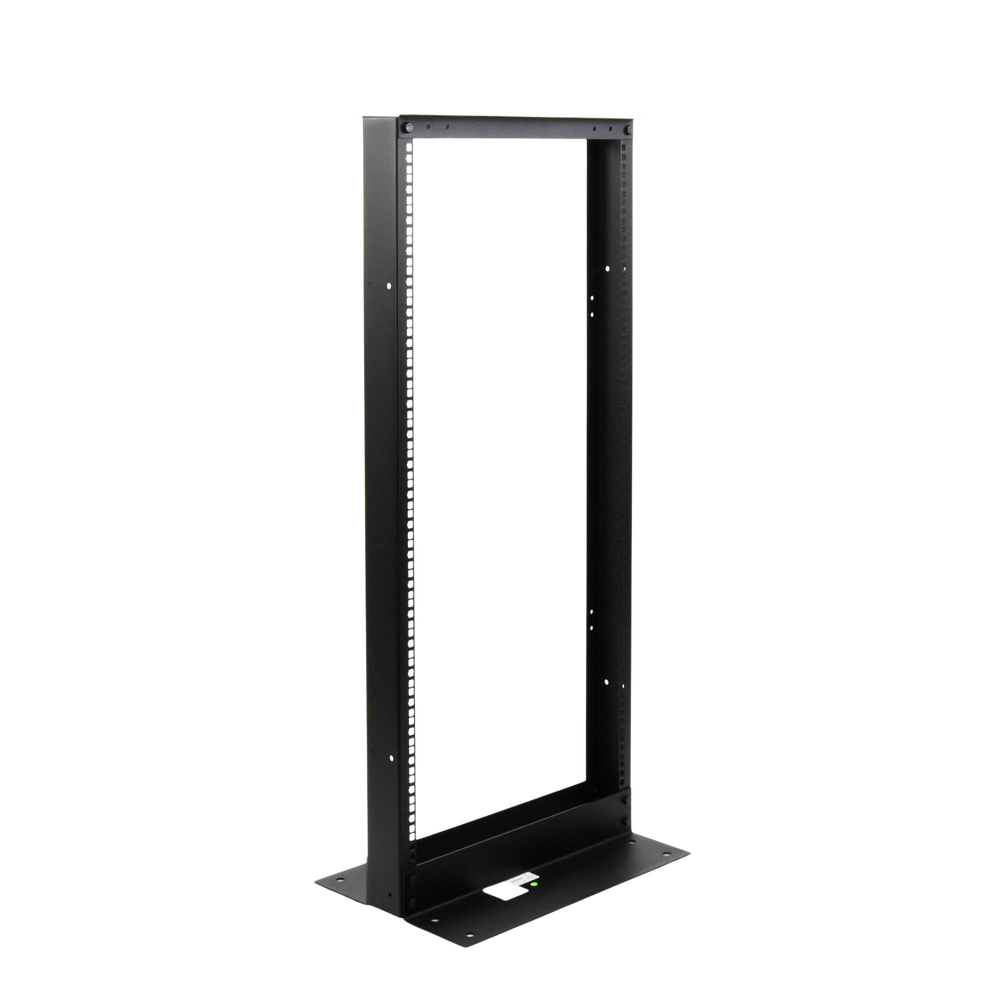 Rack de 2 Postes, Estándar 19", 24 Unidades, Fabricado en Acero, Base "L" para Anclar a Piso.