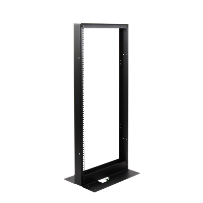 Rack de 2 Postes, Estándar 19", 24 Unidades, Fabricado en Acero, Base "L" para Anclar a Piso.