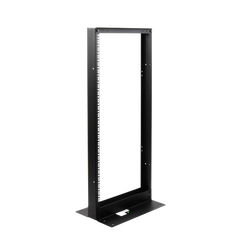 Rack de 2 Postes, Estándar 19", 24 Unidades, Fabricado en Acero, Base "L" para Anclar a Piso.