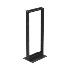 Rack de 2 Postes (Doble Perforación), Estándar 19", 24 Unidades, Fabricado en Acero, Base "L" para Anclar a Piso.