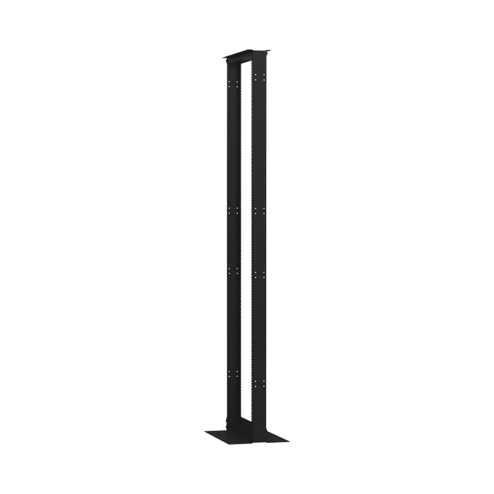 Rack de 2 Postes (Doble Perforación), Estándar 19", 45 Unidades, Fabricado en Acero, Base "L" para Anclar a Piso.