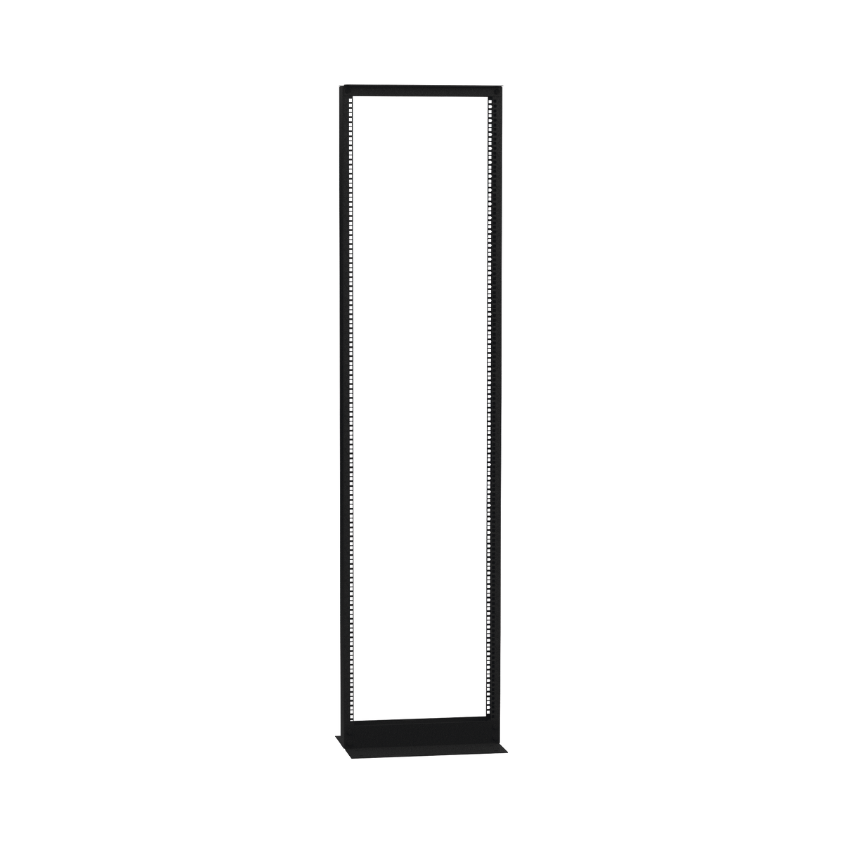 Rack de 2 Postes (Doble Perforación), Estándar 19", 45 Unidades, Fabricado en Acero, Base "L" para Anclar a Piso.
