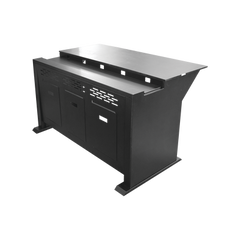 Escritorio Estación Mobiliaria Profesional de Monitoreo y Control / Videovigilancia / Acceso / Alarmas / Etc... / Metal Negro y Madera Tono Oscuro