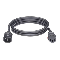 Cable de Alimentación Eléctrica Con Bloqueo de Seguridad, de IEC C14 a IEC C13, 1.2 Metros de Largo, Color Negro, 1 Pieza