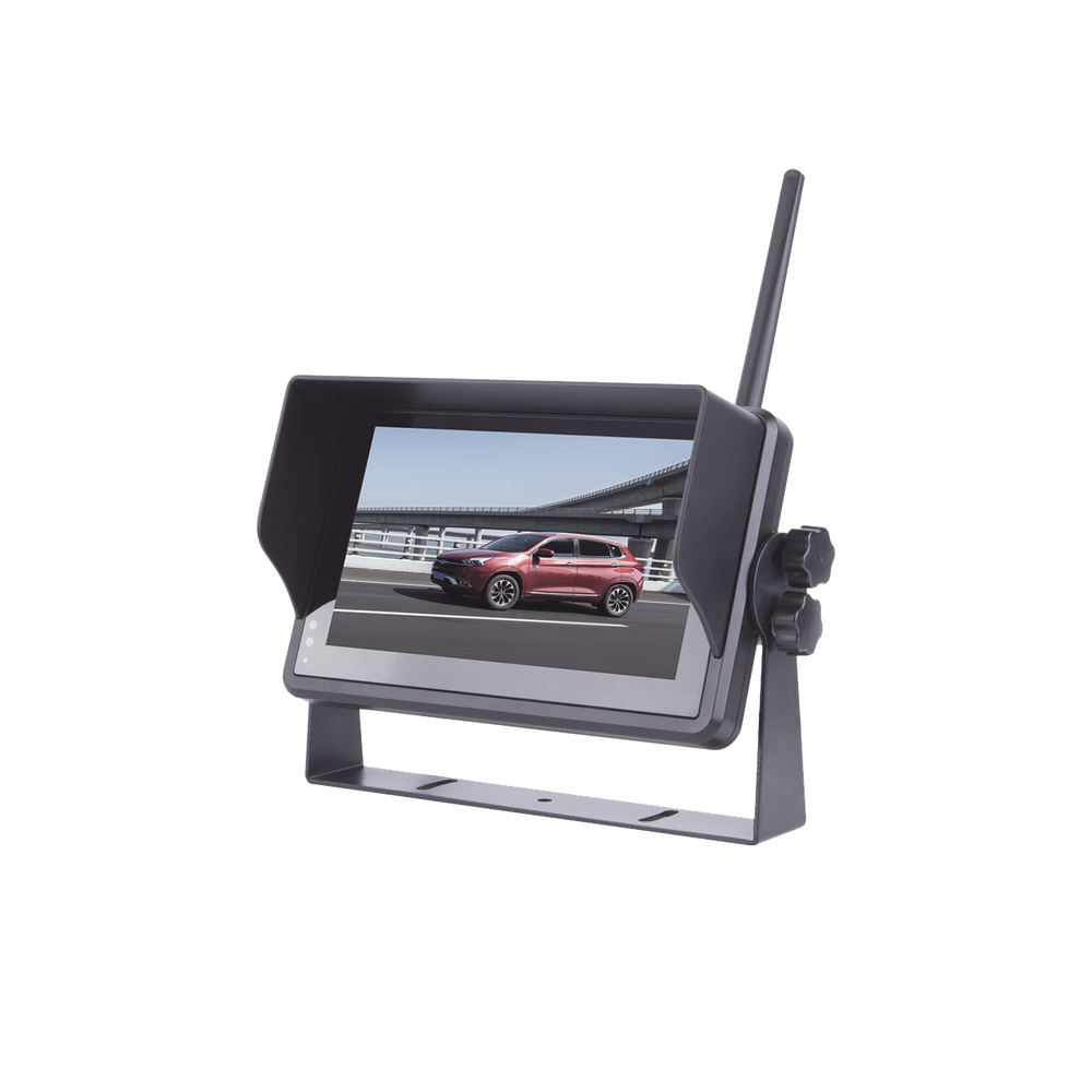 Sistema Profesional Inalámbrico de Cámara de Reversa Infrarroja y Monitor Touch de 7" para Vehículos de Trabajo y Montacargas