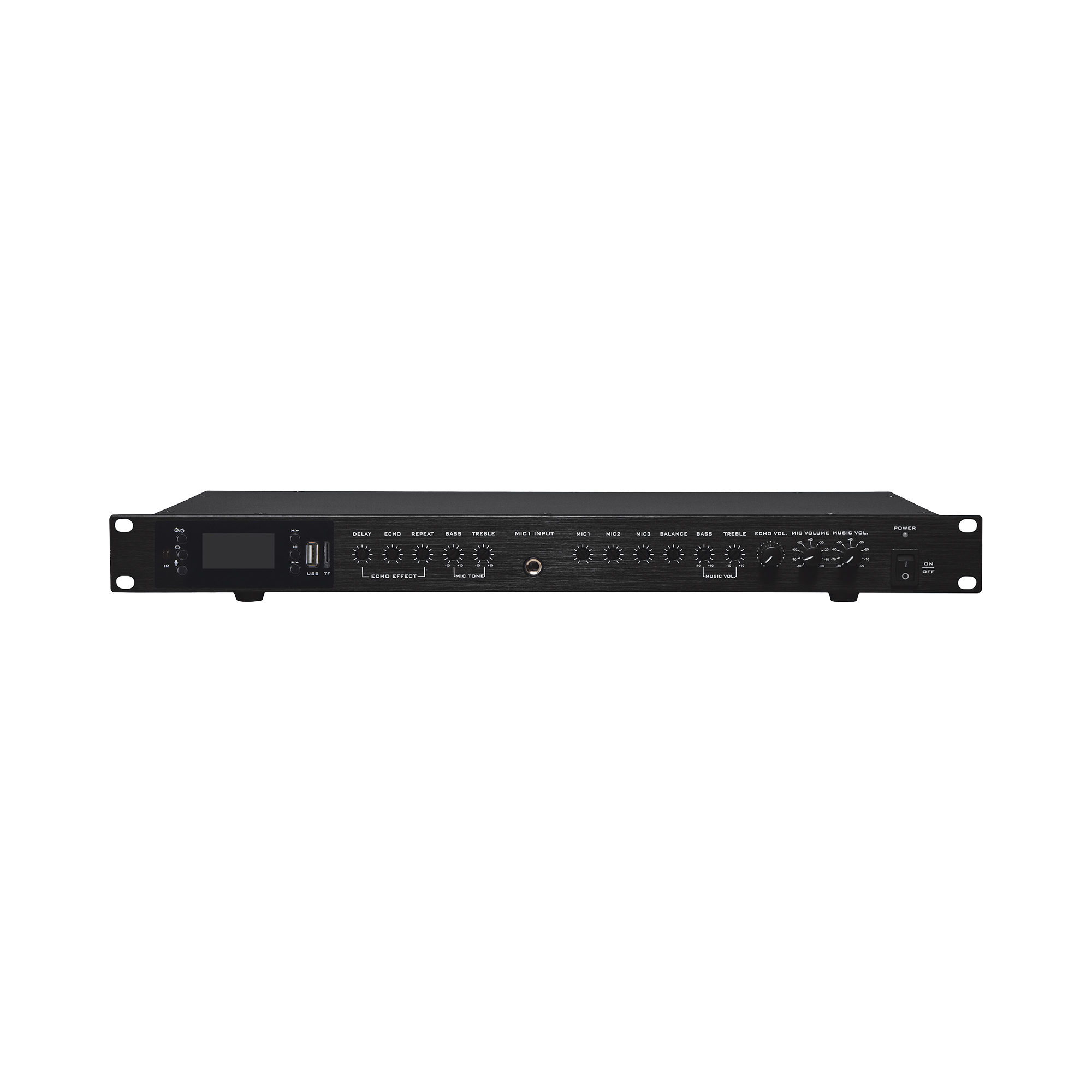 Amplificador de Audio | 2 x 60W | Baja Impedancia 4 - 8&Omega; | Reproductor Bluetooth, USB, SD | Efectos Integrados Delay, Echo, Repeat