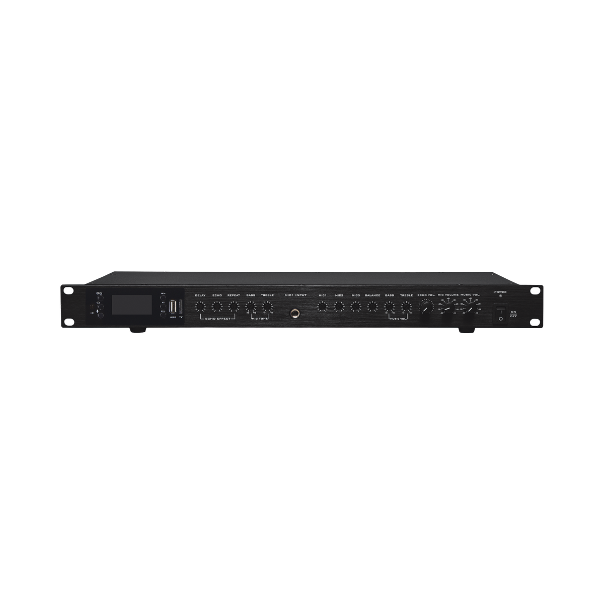 Amplificador de Audio | 2 x 60W | Baja Impedancia 4 - 8&Omega; | Reproductor Bluetooth, USB, SD | Efectos Integrados Delay, Echo, Repeat