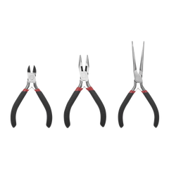 Juego de 3 Mini Pinzas de Corte de 5". Incluye: Pinza de Punta Redonda, Diagonal y Punta de Aguja.