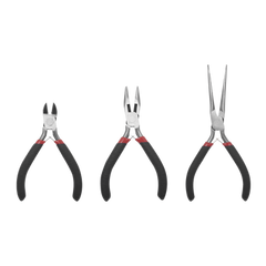 Juego de 3 Mini Pinzas de Corte de 5". Incluye: Pinza de Punta Redonda, Diagonal y Punta de Aguja.