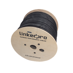 Bobina de Cable Siamés Cat5E CCA + 2 Cables Gruesos (16 AWG) para Alimentar Cámaras Más Lejos / 305m / Instalación en Exterior / Uso Industrial para Climas Extremos