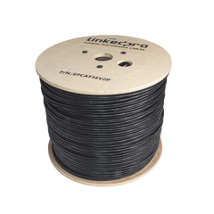 Bobina de Cable Siamés Cat5e CCA + 2 Cables Gruesos (16 AWG) para Alimentar Cámaras Más Lejos / 305 Metros (1000 Pies) / Instalación en Exterior / Uso Industrial para Climas Extremos