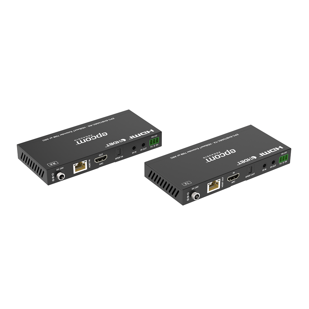 Kit Extensor HDMI | HDBaseT | 70m en 4K@60Hz | Cat5e/6 | Gestión Avanzada EDID | Soporta ARC | Control IR Bidireccional | RS232 | PoC