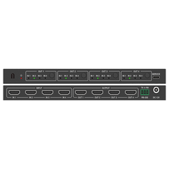 Matriz de Video HDMI 4x4 | Ancho de Banda 10.2 Gbps | Resolución 4K@30Hz | Escalado a 1080P, 720P, 1920x1200, 4K30 | Modos Matriz y Video Wall | Control RS-232 y Remoto Infrared