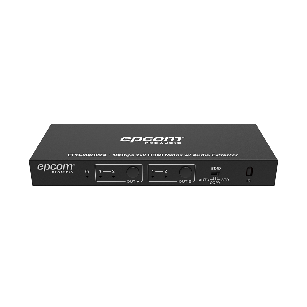 Matricial HDMI | 2x2 | 4K2K@60Hz | HDR | YCbCr 4:4:4 | EDID Auto | Extractor de Audio | Salida de audio análoga y digitalizados | HDCP 2.2 | 18 Gbps