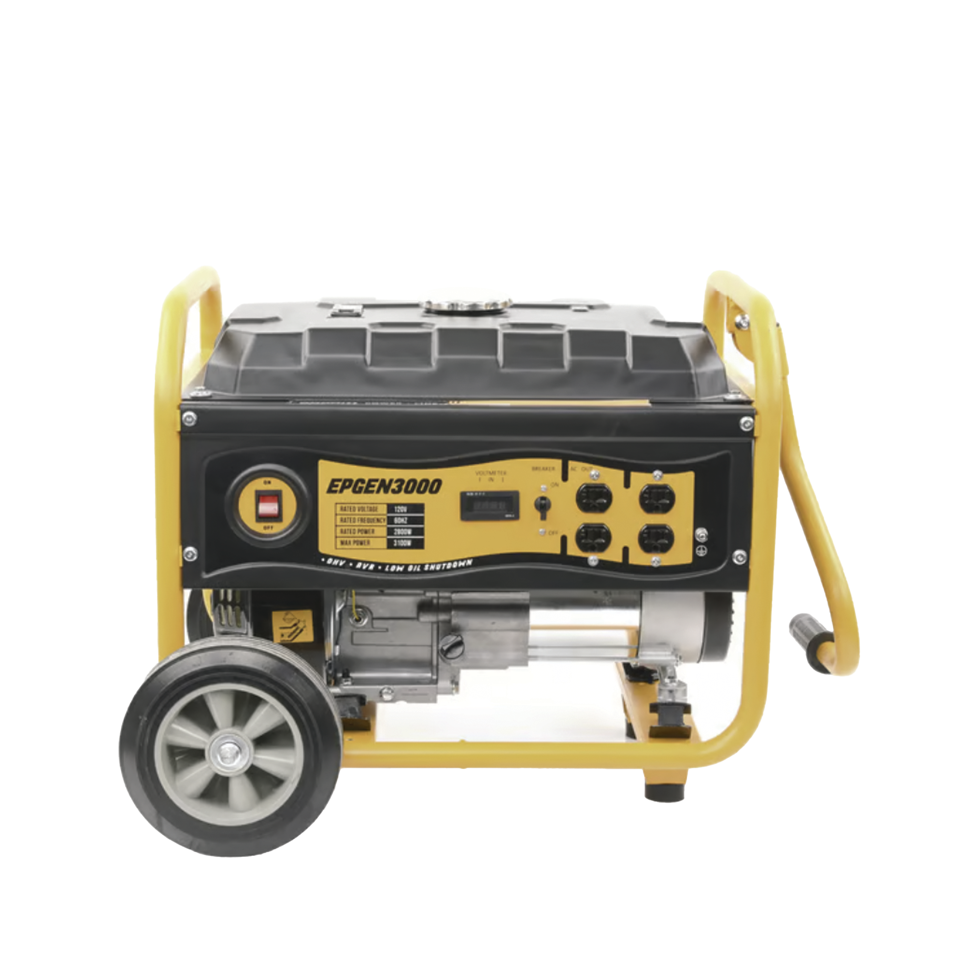 Generador a Gasolina / Planta de Emergencia 3kW (7HP), 110Vca, Encendido de Jalón, Jaula con Ruedas para Fácil Traslado