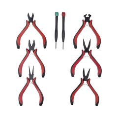 Juego de Herramientas con 6 Pinzas Eléctricas de 4.5" + 2 Desarmadores de Precisión (Plano y Cruz).